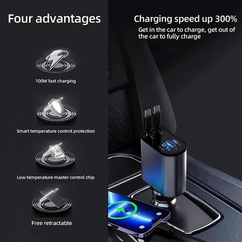 4 in 1 Retractable car Charger                          شاحن سيارة 4 في 1 قابل للسحب